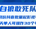 白狼敢死队最新抖音短视频批量起影视号（一天单人可操作30个号）视频课程-鱼梓小栈