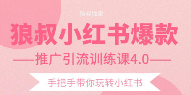 狼叔小红书爆款推广引流训练课4.0，手把手带你玩转小红书-鱼梓小栈