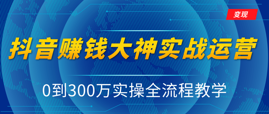 抖音赚钱大神实战运营教程，0到300万实操全流程教学，抖音独家变现模式-鱼梓小栈