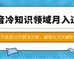 抖音冷知识领域月入过万项目，不适宜公开解决方案 ，抖音赚钱方式大解析！-鱼梓小栈
