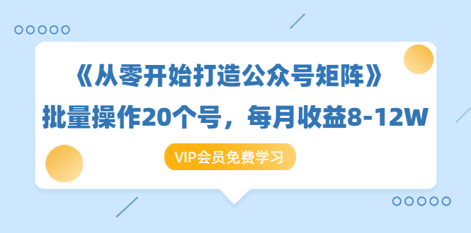 《从零开始打造公众号矩阵》批量操作20个号，每月收益大概8-12W（44节课）-鱼梓小栈