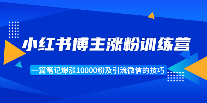 小红书博主涨粉训练营：一篇笔记爆涨10000粉及引流微信的技巧-鱼梓小栈