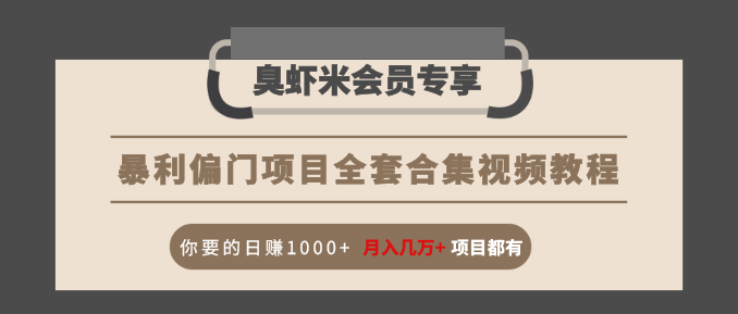 暴利偏门项目全套合集视频教程：你要的日赚1000+月入几万+项目都有-鱼梓小栈