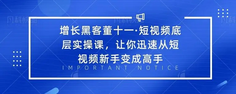 增长黑客董十一·短视频底层实操课，从短视频新手变成高手-鱼梓小栈