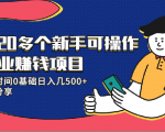 20多个新手可操作的副业赚钱项目：业余时间0基础日入几500+实操分享-鱼梓小栈