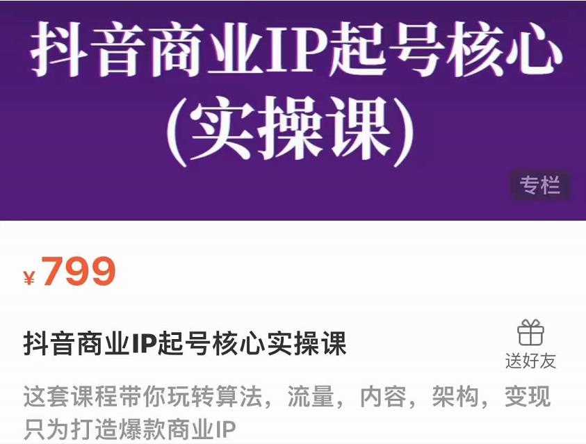 抖音商业IP起号核心实操课，带你玩转算法，流量，内容，架构，变现-鱼梓小栈