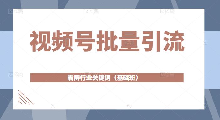 视频号批量引流，霸屏行业关键词（基础班）全面系统讲解视频号玩法-鱼梓小栈