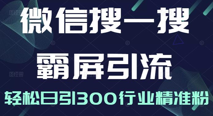 微信搜一搜霸屏引流课，打造被动精准引流系统，轻松日引300行业精准粉-鱼梓小栈