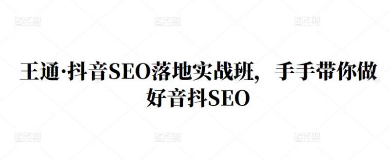 王通·抖音SEO落地实战班，手‬手带你做好音抖‬‬SEO-鱼梓小栈