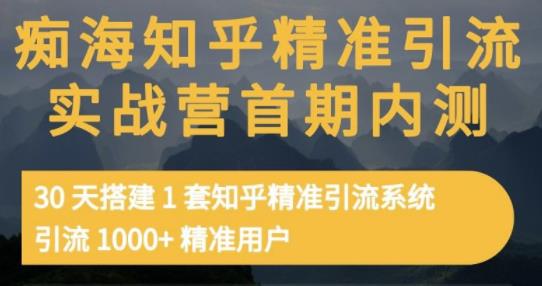 痴海知乎精准引流实战营1-2期，30天搭建1套知乎精准引流系统，引流1000+精准用户-鱼梓小栈