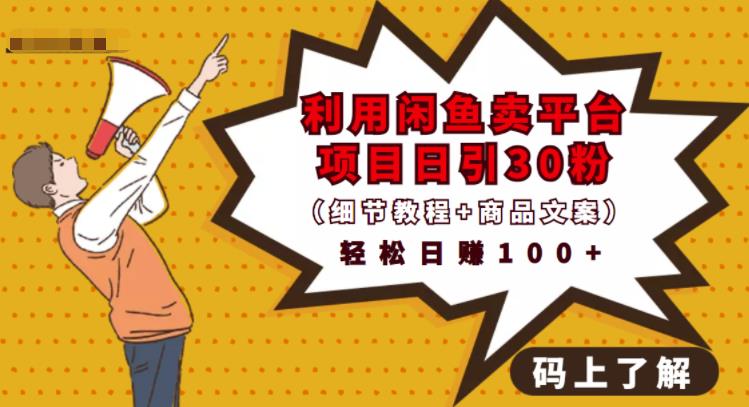 利用闲鱼卖平台项目课程资源日引流30+精准粉丝，轻松日赚100+，积累人脉可实现二次变-鱼梓小栈