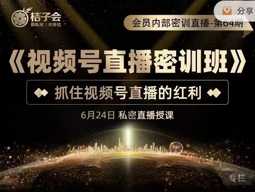桔子会《视频号直播密训班》，抓住视频号直播的红利 价值12800-鱼梓小栈