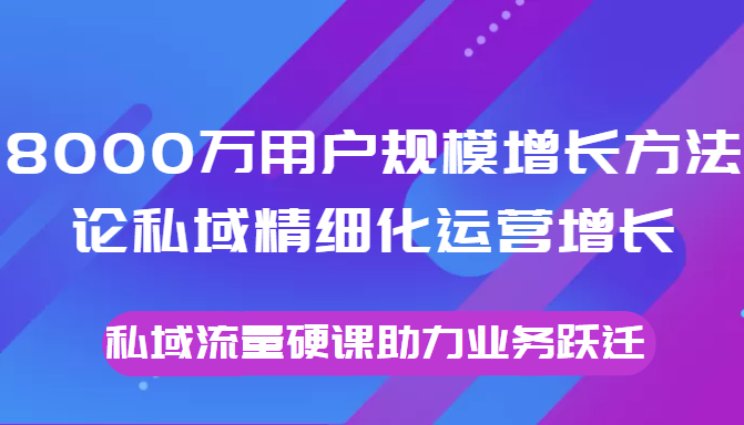 8000万用户规模增长方法论私域精细化运营增长，私域流量硬课助力业务跃迁-鱼梓小栈