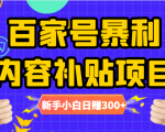 百家号暴利内容补贴项目，图文10元一条，视频30一条，新手小白日赚300+-鱼梓小栈