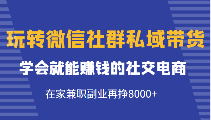 玩转微信社群私域带货，学会就能赚钱的社交电商，在家兼职副业再挣8000+-鱼梓小栈
