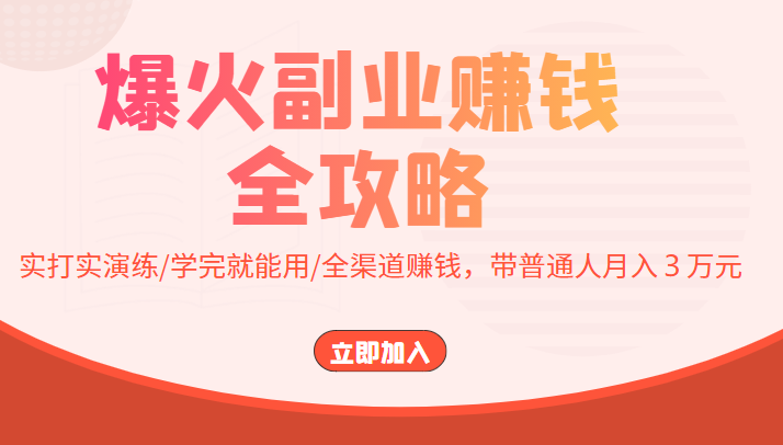 爆火副业赚钱全攻略：实打实演练/学完就能用/全渠道赚钱，带普通人月入３万元-鱼梓小栈