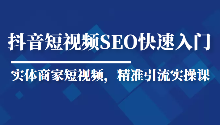 抖音短视频Seo搜索排名优化新手快速入门教程，实体商家短视频，精准引流实操课-鱼梓小栈