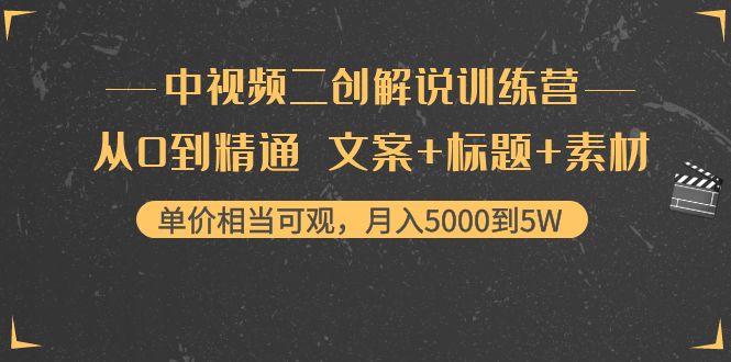中视频二创解说训练营：从0到精通 文案+标题+素材、月入5000到5W-鱼梓小栈