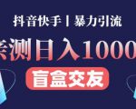 日收益1000+的交友盲盒副业丨有手就行的抖音快手暴力引流-鱼梓小栈