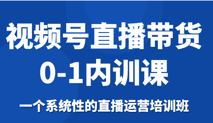 视频号直播带货0-1内训课，一个系统性的直播运营培训班-鱼梓小栈