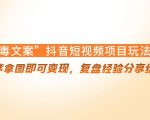 “毒文案”抖音短视频项目玩法，小程序拿图即可变现，复盘经验分享给大家-鱼梓小栈