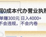 高利润0成本代办营业执照项目：一单赚300元日入4000+不会违规，不会内卷-鱼梓小栈