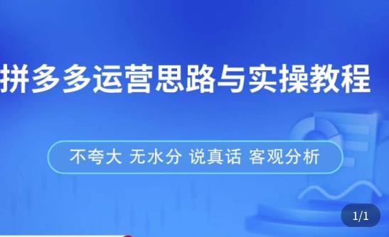 拼多多店铺运营思路与实操教程，快速学会拼多多开店和运营，少踩坑，多盈利-鱼梓小栈