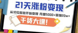 21天精准涨粉变现干货大课：从10位粉丝开始变现月增5000+变现20w+-鱼梓小栈