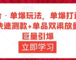万相台·单爆玩法,单爆打造流程+单品快速测款+单品双渠放量+単品巨量引爆-鱼梓小栈