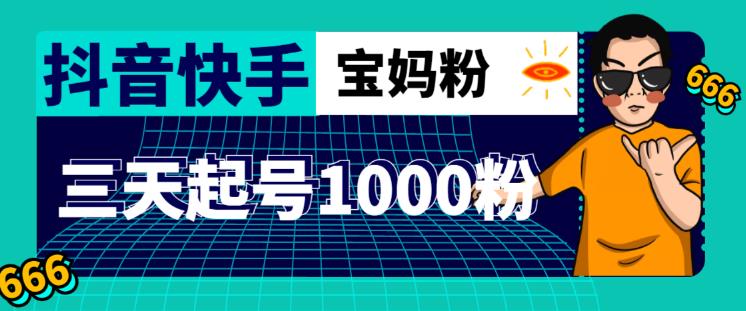 抖音快手三天起号涨粉1000宝妈粉丝的核心方法【详细玩法教程】-鱼梓小栈