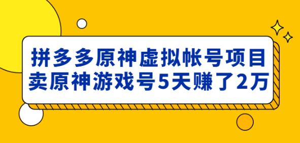 外面卖2980的拼多多原神虚拟帐号项目：卖原神游戏号5天赚了2万-鱼梓小栈