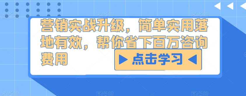 营销实战升级，简单实用落地有效，帮你省下百万咨询费用-鱼梓小栈