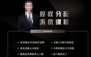 韩老师聊美业-美业股权分配系统课程，如何制定约束股东规则+老板占100%的股份+单店老板占小股份等-鱼梓小栈