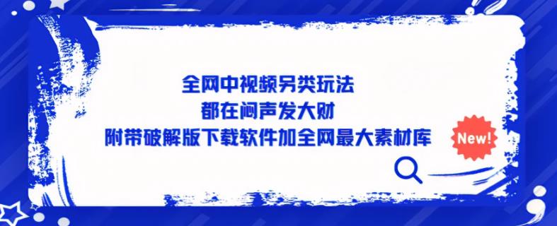 全网中视频另类玩法，都在闷声发大财，附带破解版下载软件加全网最大素材库-鱼梓小栈