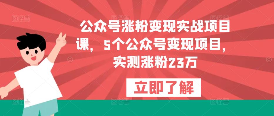 公众号涨粉变现实战项目课，5个公众号变现项目，实测涨粉23万-鱼梓小栈