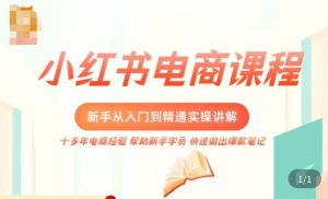 小红书电商新手入门到精通实操课，从入门到精通做爆款笔记，开店运营-鱼梓小栈