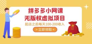 黄岛主·拼多多小网课无版权虚拟项目分享课：起店之后每天100-200收入-鱼梓小栈