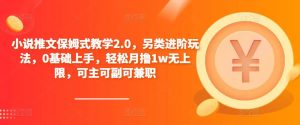 小说推文保姆式教学2.0，另类进阶玩法，0基础上手，轻松月撸1w无上限，可主可副可兼职-鱼梓小栈