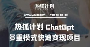 热狐计划：王大陆ChatGpt多重变现实操课，多种模式快速变现-鱼梓小栈
