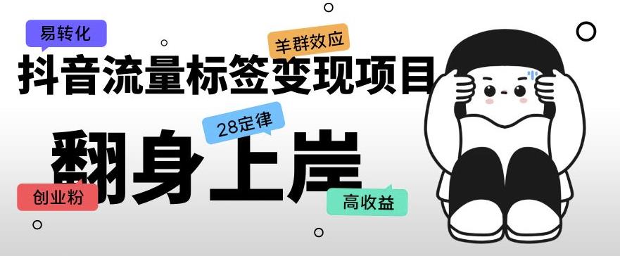 抖音流量标签变现项目，抖音创业粉轻松转化，单价高收益简单-鱼梓小栈