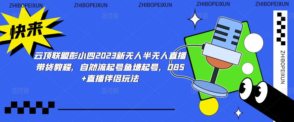 云顶联盟彭小四2023新无人半无人直播带货教程，自然流起号鱼塘起号，OBS+直播伴侣玩法-鱼梓小栈