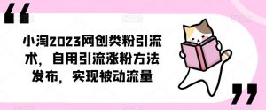 ​小淘2023网创类粉引流术，自用引流涨粉方法发布，实现被动流量-鱼梓小栈