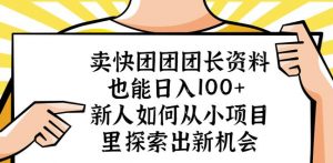 卖快团团团长资料也能日入100+新人如何从小项目里探索出新机会-鱼梓小栈