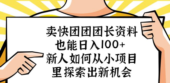 卖快团团团长资料也能日入100+新人如何从小项目里探索出新机会-鱼梓小栈