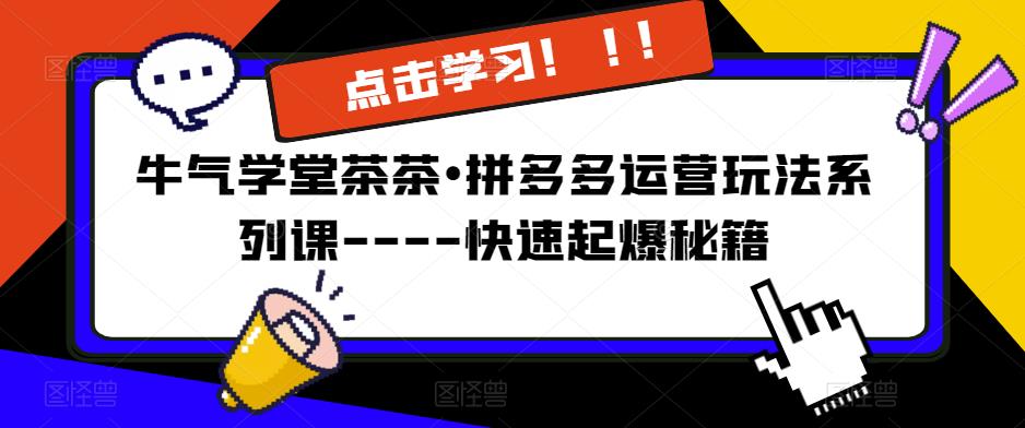 牛气学堂茶茶•拼多多运营玩法系列课—-快速起爆秘籍【更新】-鱼梓小栈