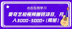 爱奇艺短视频搬砖项目，月入3000-5000+【揭秘】-鱼梓小栈