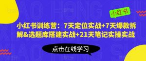 小红书训练营:7天定位实战+7天爆款拆解&选题库搭建实战+21天笔记实操实战-鱼梓小栈