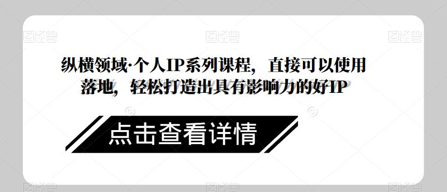 纵横领域·个人IP系列课程，直接可以使用落地，轻松打造出具有影响力的好IP-鱼梓小栈