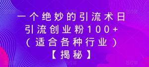 一个绝妙的引流术日引流创业粉100+（适合各种行业）【揭秘】-鱼梓小栈