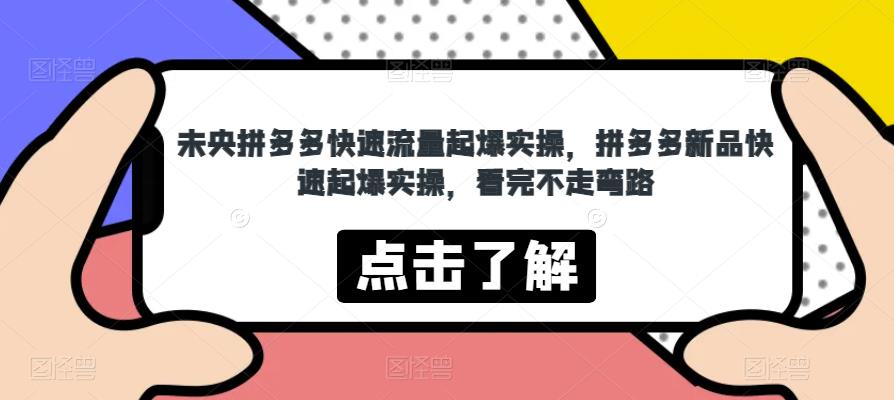 未央拼多多快速流量起爆实操，拼多多新品快速起爆实操，看完不走弯路-鱼梓小栈